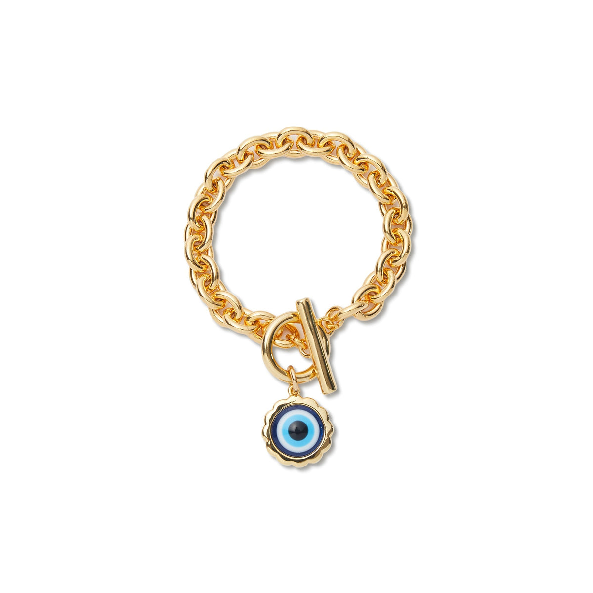 Amazon.com: 14k Gold Evil Eye Bracelet - Real Gold Rolo Chain with Blue Eyes  - Protection Jewelry, Nazar Charm, Gift for Her : Handmade Products